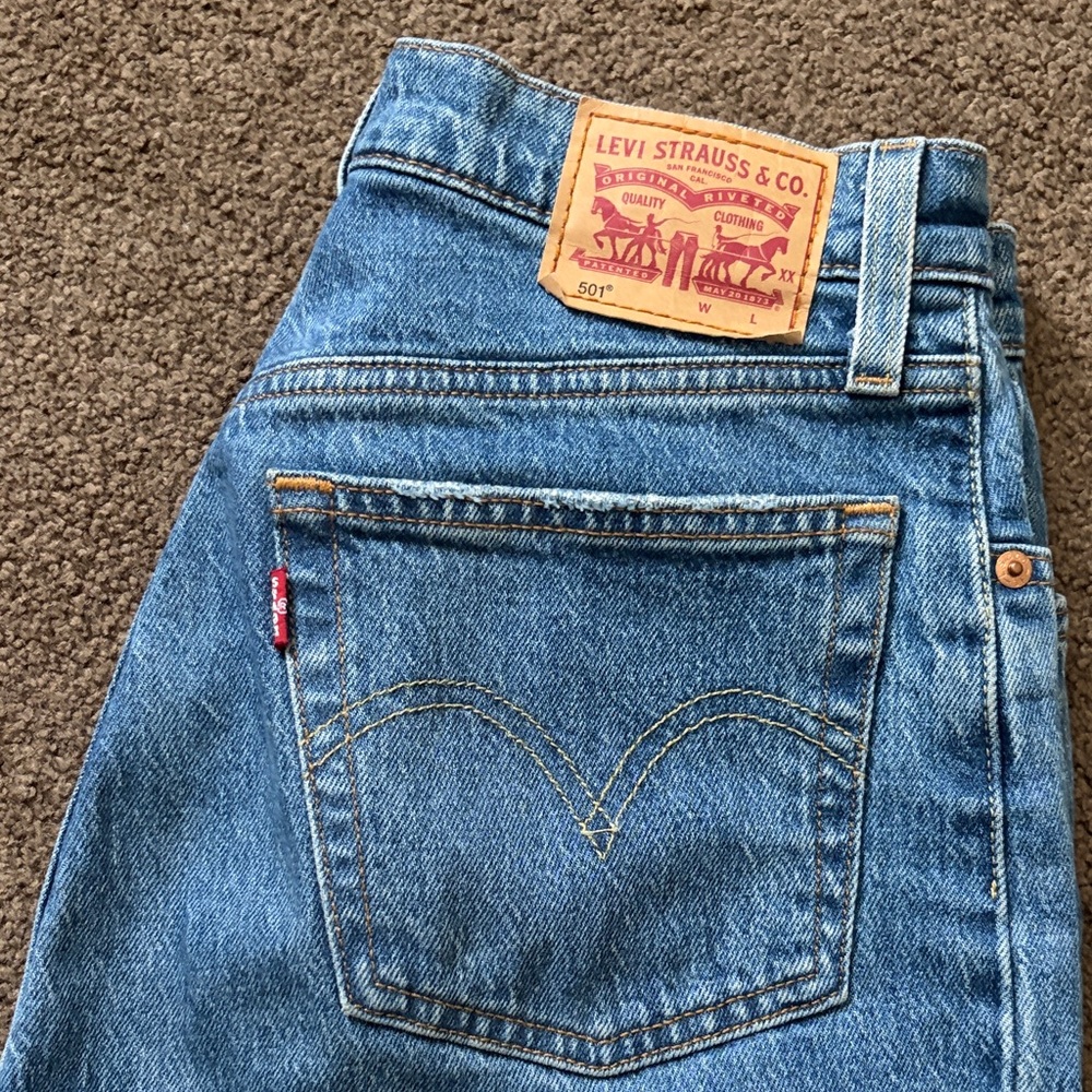 Levi's Blue High-Rise 501 Straight Jeans